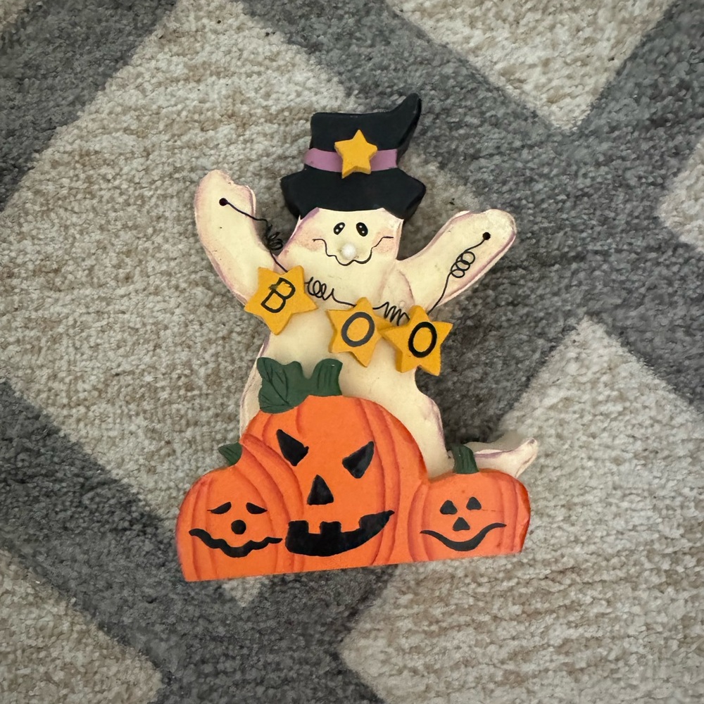 Halloween Ghost and Pumpkins wood Decor